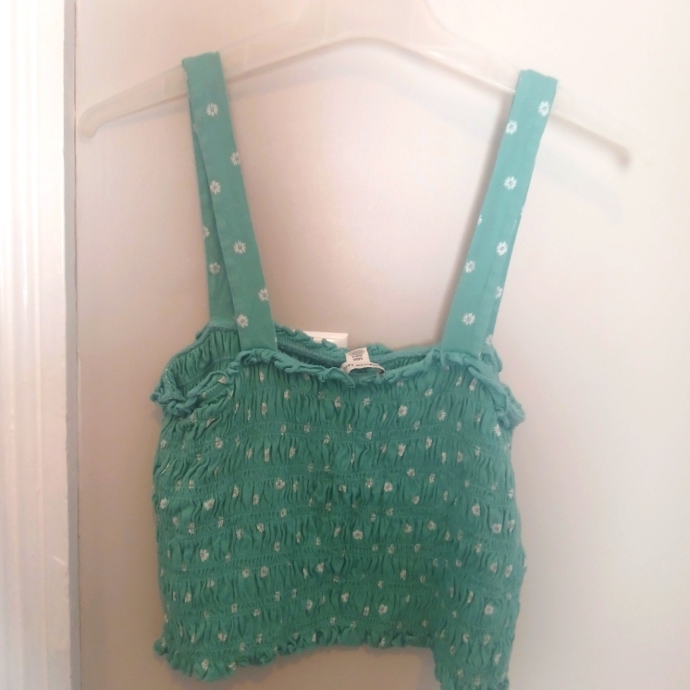 American Eagle Green Floral Crop Top